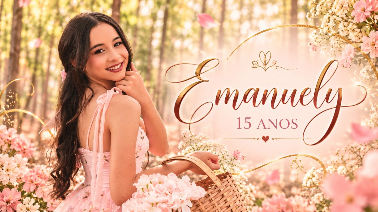 Retrato floral de Emanuely com brasão XV